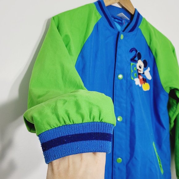 Disney Store Boys Mickey Mouse Varsity Jacket Bright Blue Green Snap Size 9/10 - Picture 4 of 12